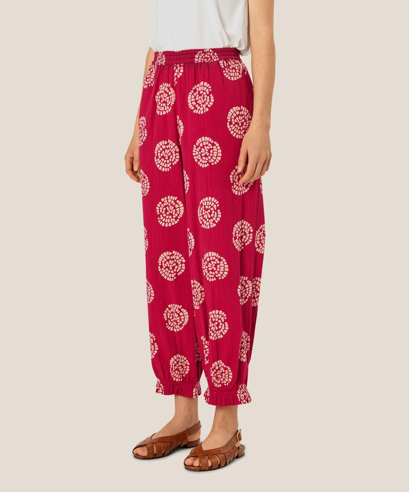 bedruckte Baumwollhose mit elastischem Bund, Persian Red