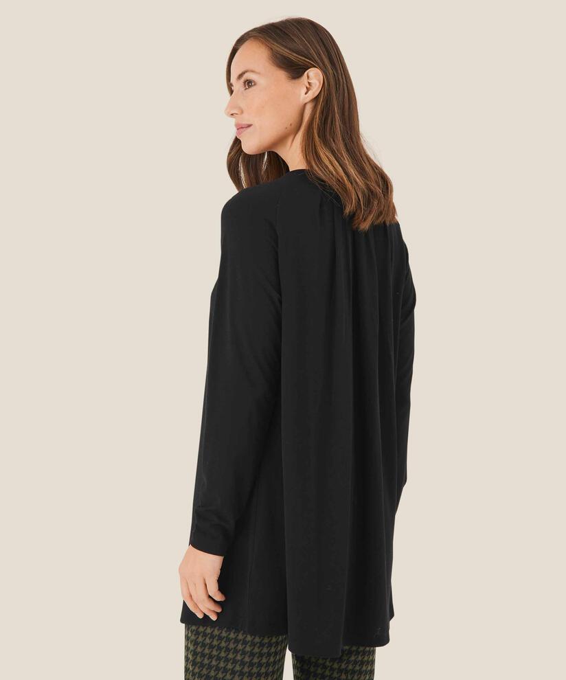 Jersey-Tunika mit kleinen Falten, Black
