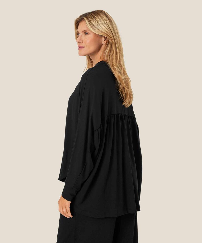 Weiches Jersey-Top mit Fledermausärmeln, Black