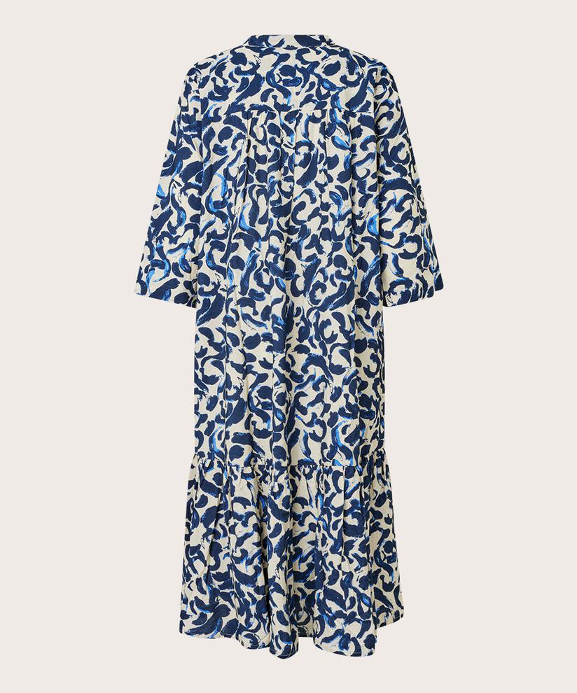 Viskosekleid mit Schlitz im Nacken und Eingrifftaschen, Ultramarine