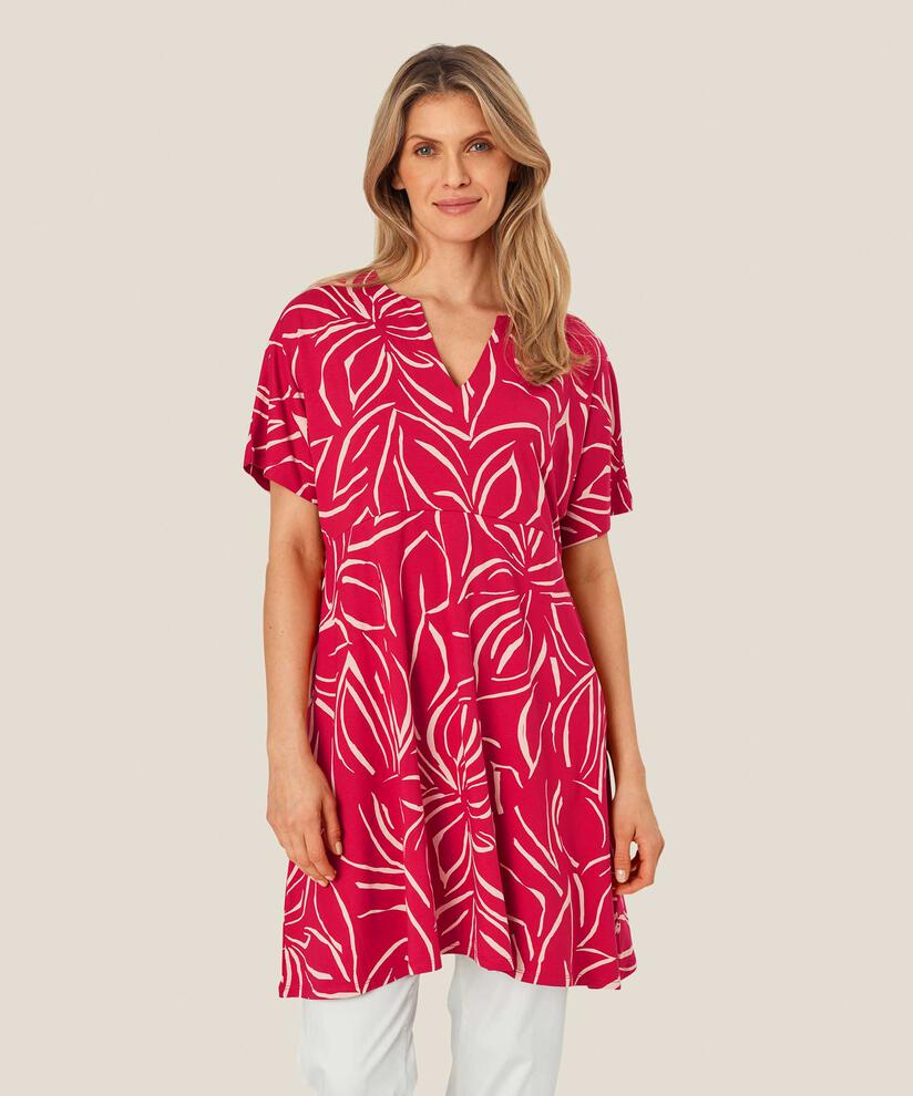 gemusterte Jersey-Tunika mit kurzen Ärmeln, Persian Red