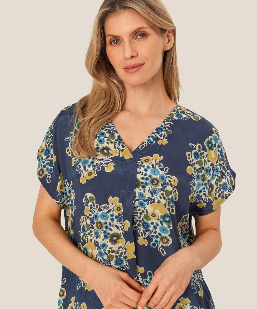 Kleid Aus Bedruckter Viskose Mit V-ausschnitt, Mood Indigo