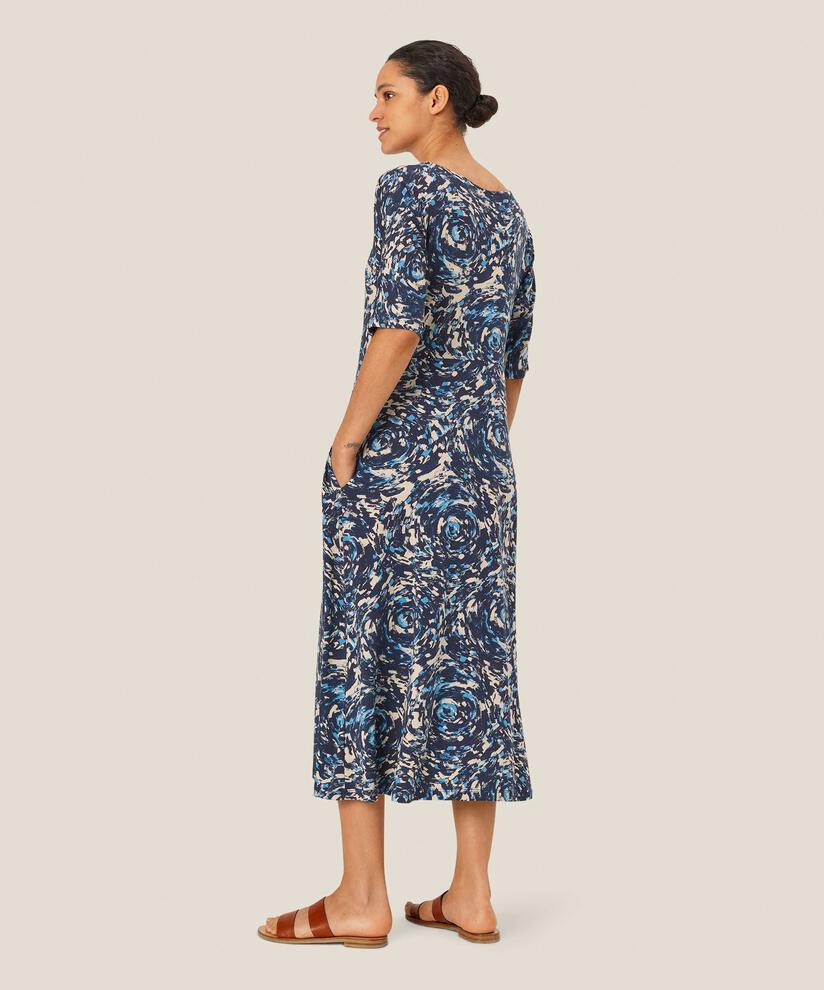 bedrucktes Jerseykleid mit Rundhalsausschnitt, Cendre Blue