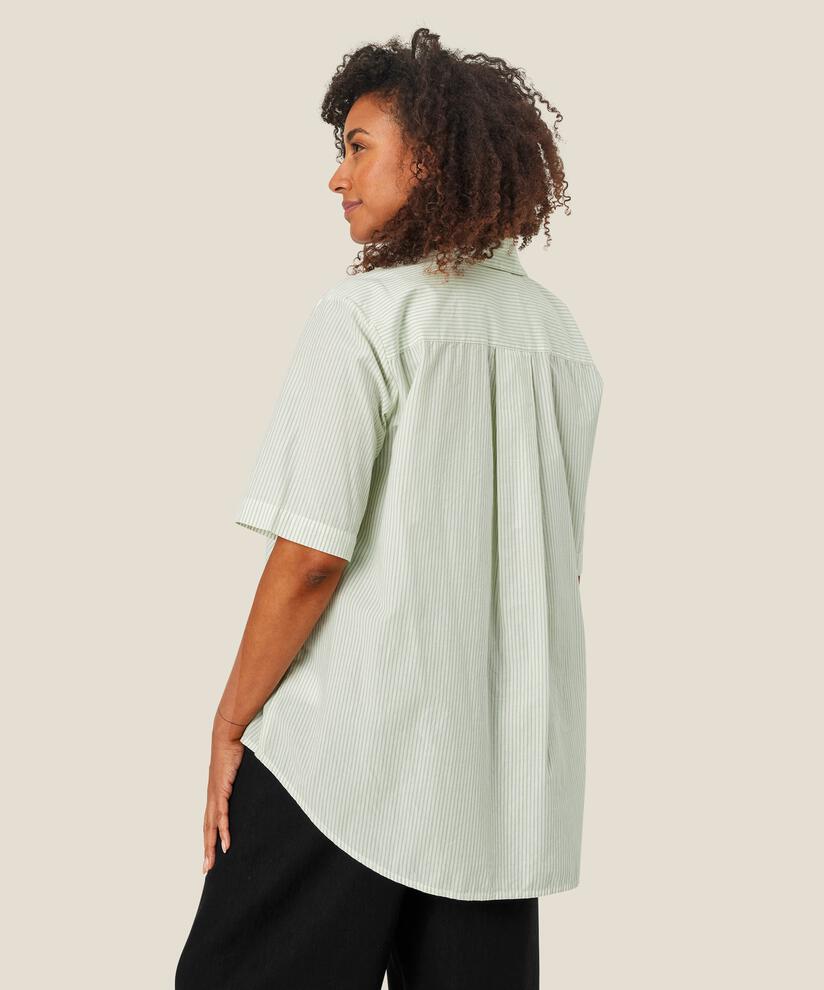 Gestreiftes Baumwollhemd mit Stickerei, Frosty Green