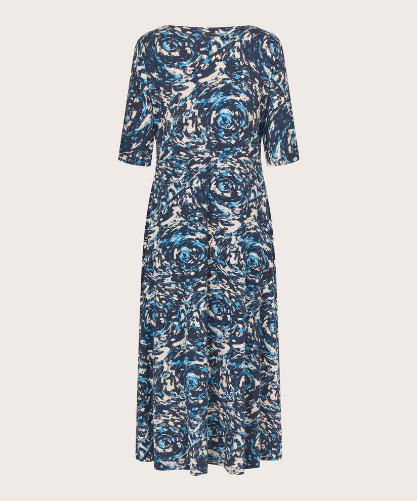 bedrucktes Jerseykleid mit Rundhalsausschnitt, Cendre Blue