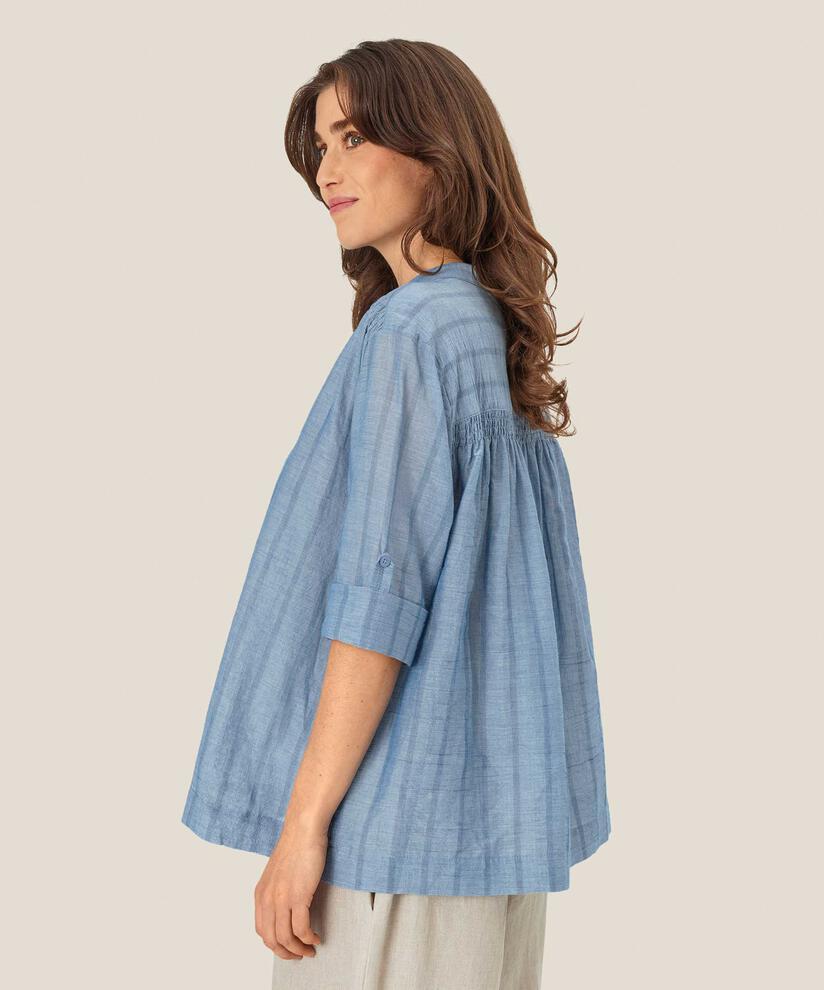 Kurzarm-Shirt mit eingewebten Streifen, Nebulas Blue
