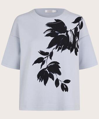 T-Shirt mit Blumenprint in weicher Sweatshirt-Qualität, Heather
