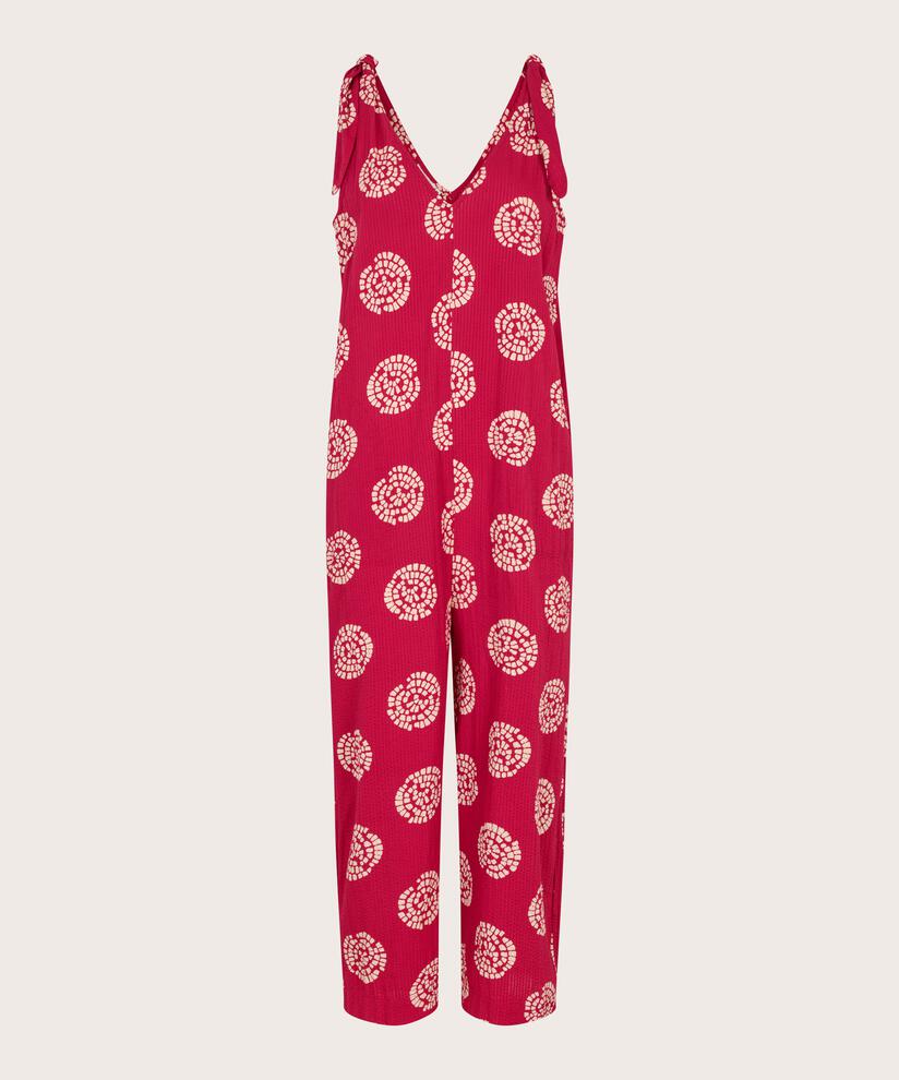 bedruckter Jumpsuit mit Eingrifftaschen und Bändern an den Schultern, Persian Red