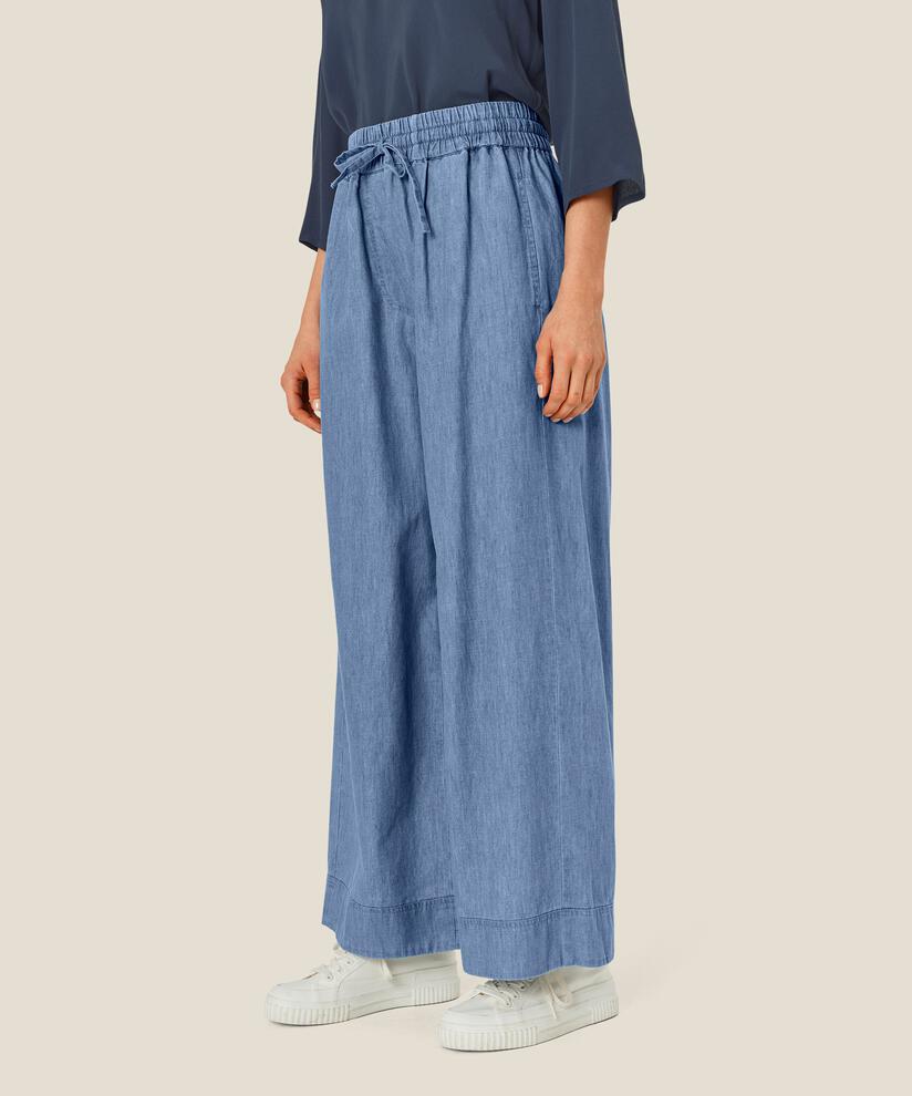 weiche Denimhose mit elastischem Bund mit Bindeband, Blue Denim