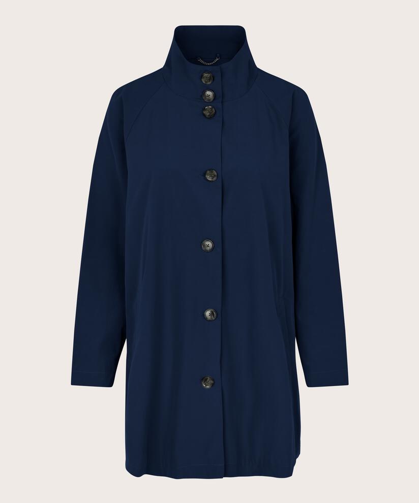 Mantel mit Knöpfen und hohem Kragen, Maritime Blue