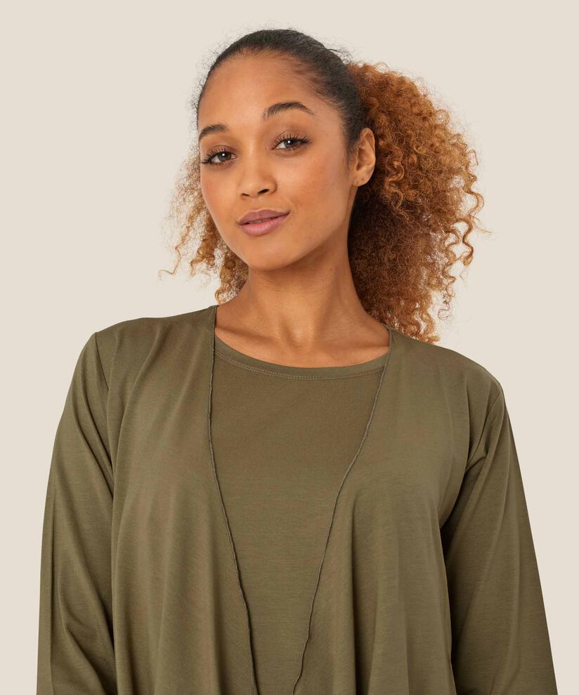 Offener Jersey-cardigan, Dusky Green
