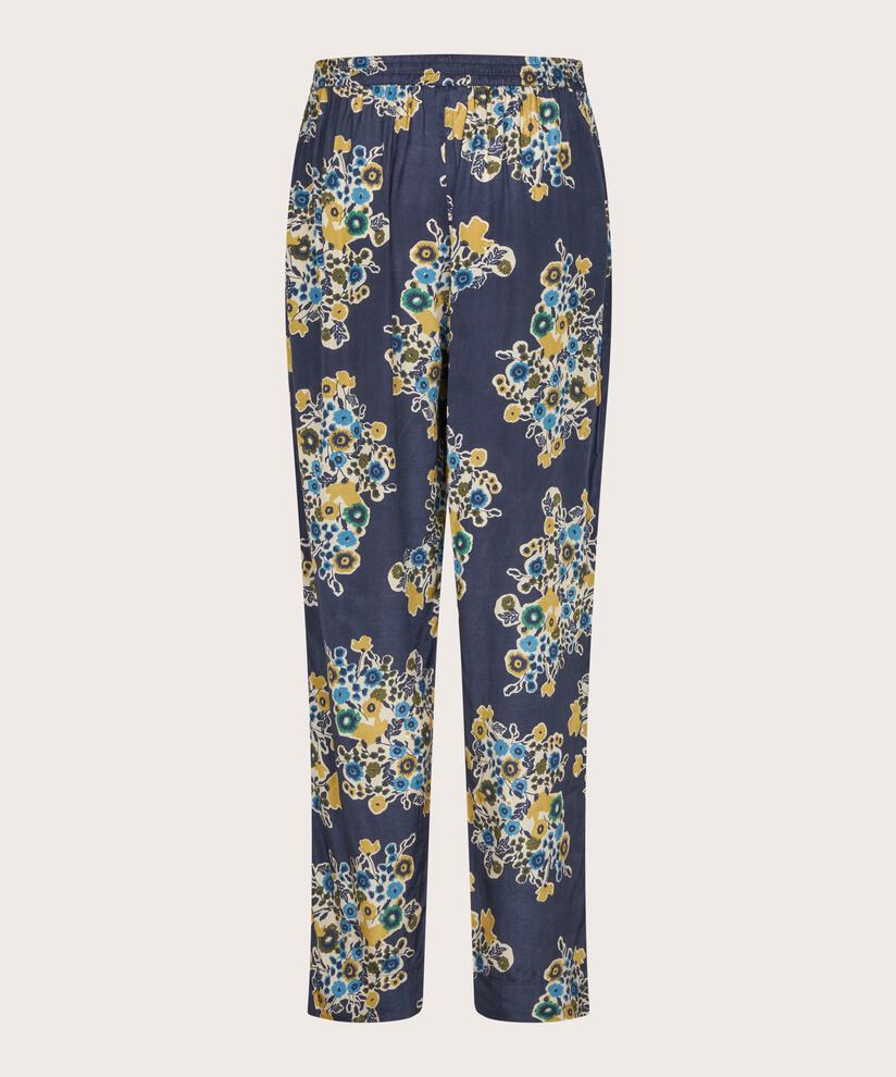 geblümte Viskosehose mit elastischem Bund, Mood Indigo