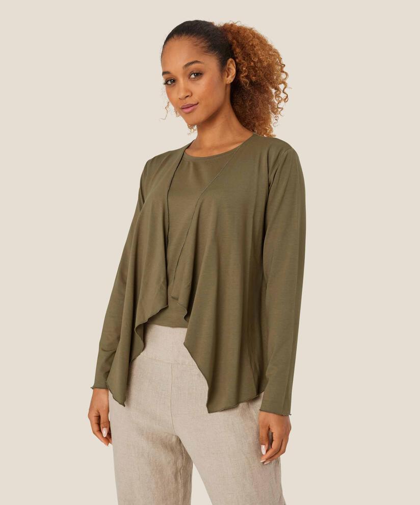 Offener Jersey-cardigan, Dusky Green