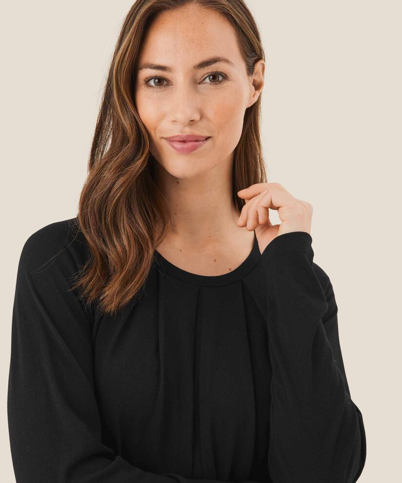 Jersey-Tunika mit kleinen Falten, Black