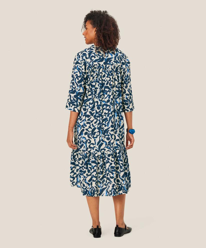 Viskosekleid mit Schlitz im Nacken und Eingrifftaschen, Ultramarine