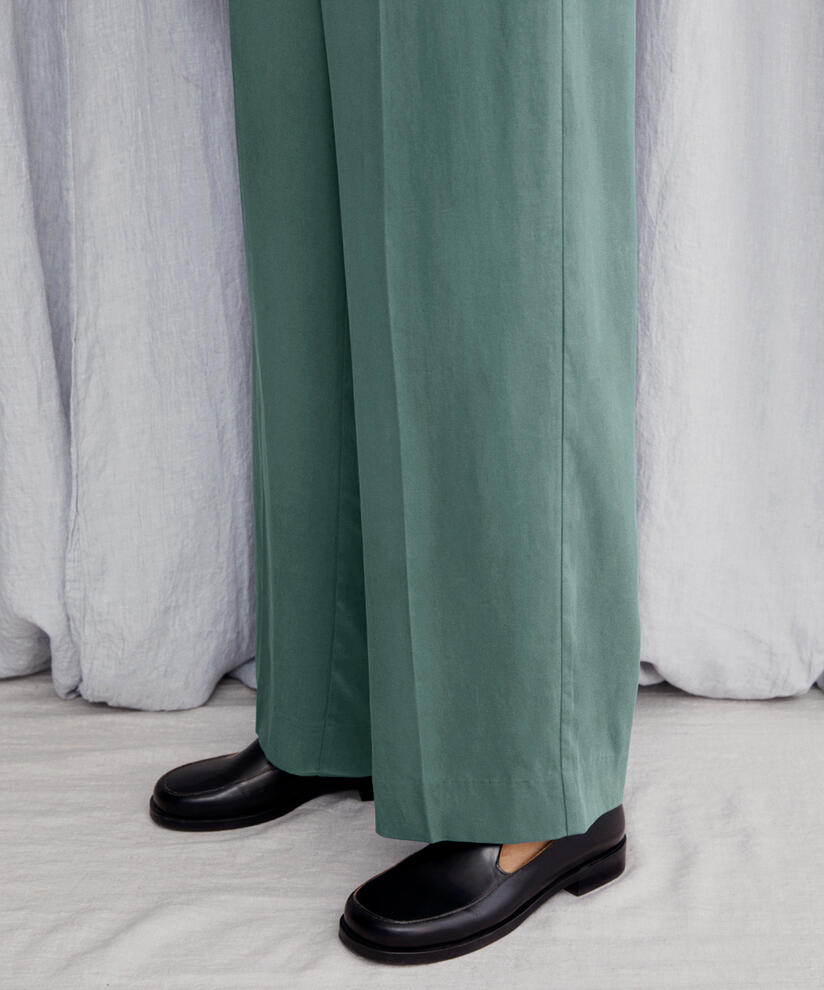 Jerseyhose mit weitem Bein und elastischem Bund, Balsam Green