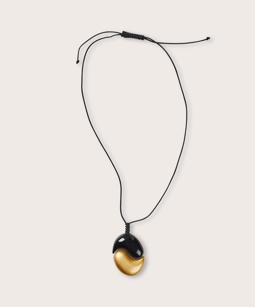 Halskette mit verstellbarer Länge und schwarzem und goldenem Anhänger, Gold
